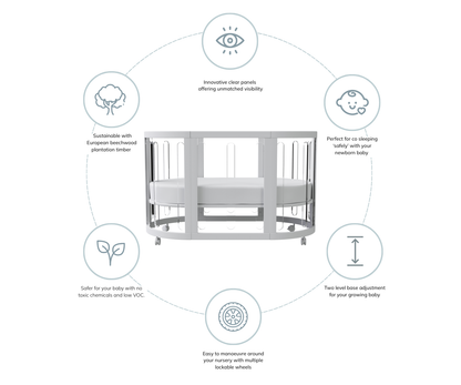 Babyhood Sova Cot 5-in-1 Clear
