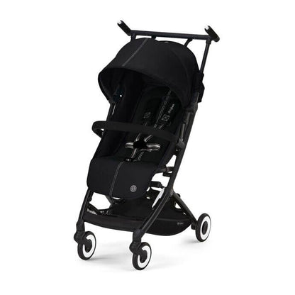 Black stroller on a white background