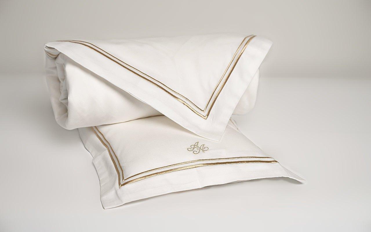 Luxury Egyptian Cotton Mulberry Silk Pillow & Duvet Set - Royal White