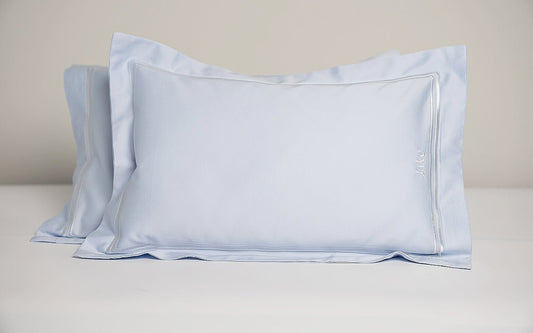 Luxury Egyptian Cotton Boudoir Sham Mulberry Silk Pillow - Dreamy Blue
