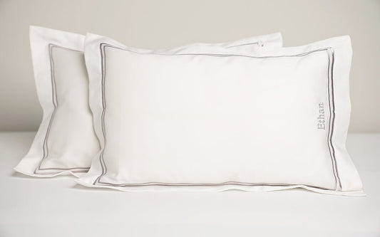 Luxury Egyptian Cotton Boudoir Sham Mulberry Silk Pillow - Platinum White