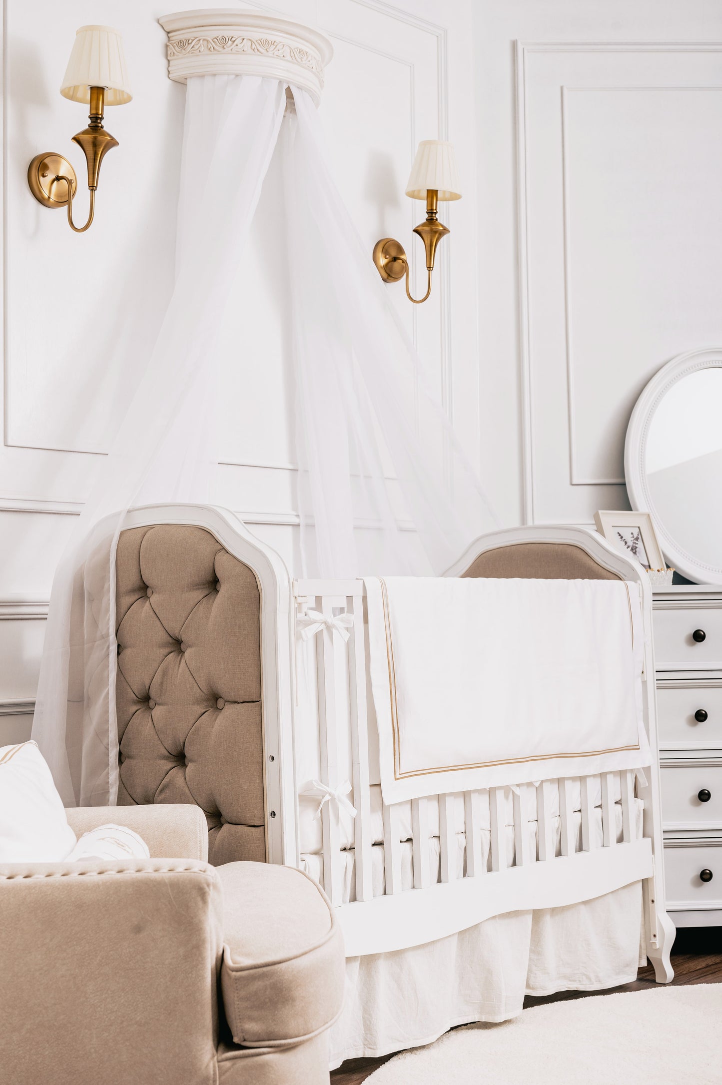 The Egyptian Cotton Nursery Collection Baby Bedding Set - Royal White