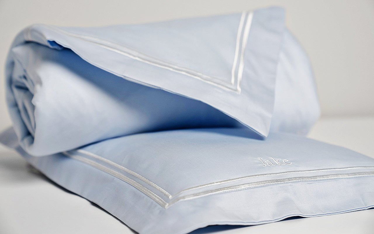 Luxury Egyptian Cotton Mulberry Silk Pillow & Duvet Set - Dreamy Blue