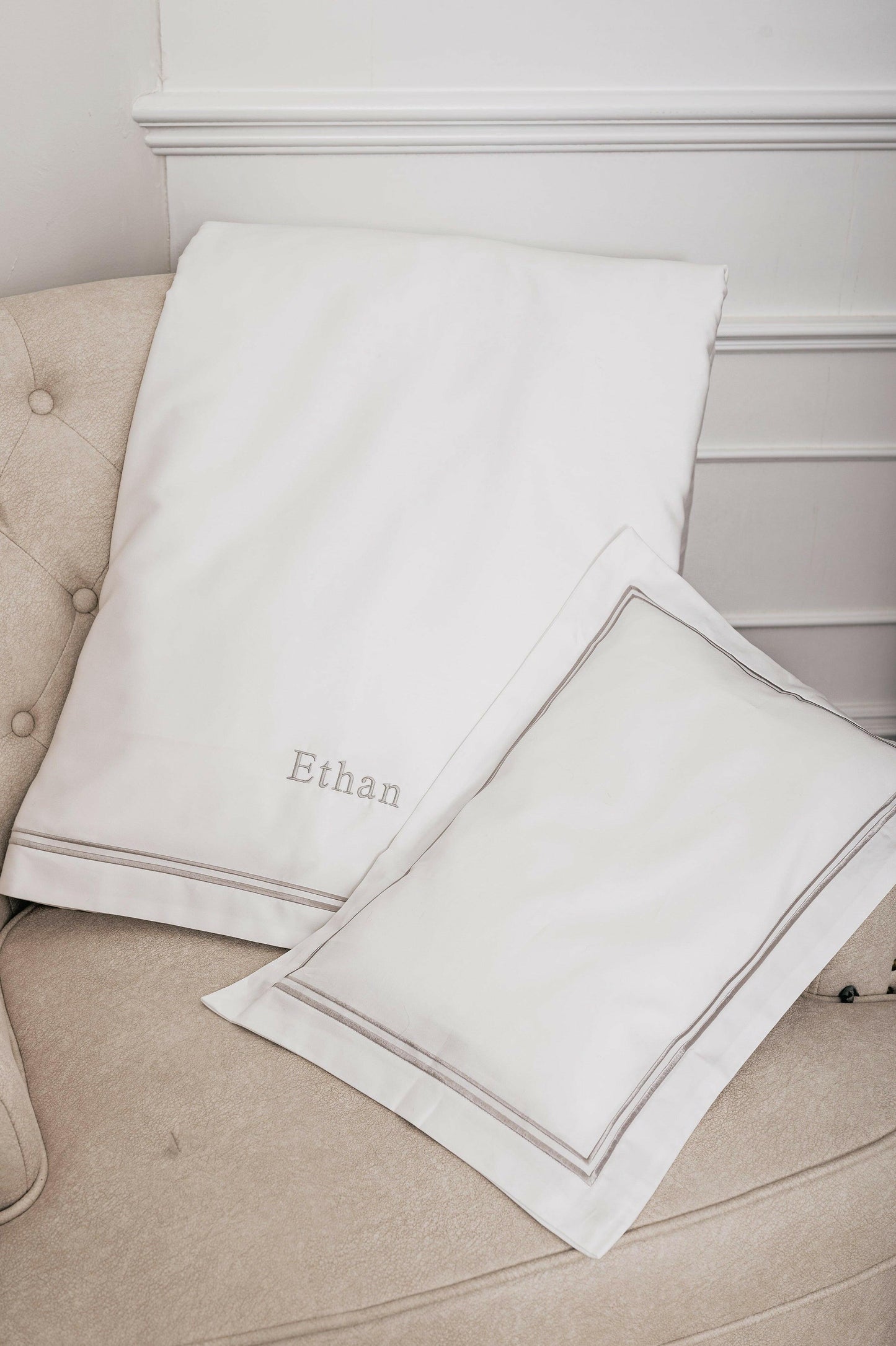 Egyptian Cotton Baby Pillow & Duvet Set - Platinum White