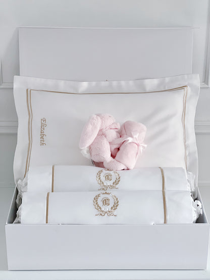 Jellycat Bashful Pink Bunny Soother Baby Gift Set with name customisation - Count & Countess Baby Beddings & Gifts