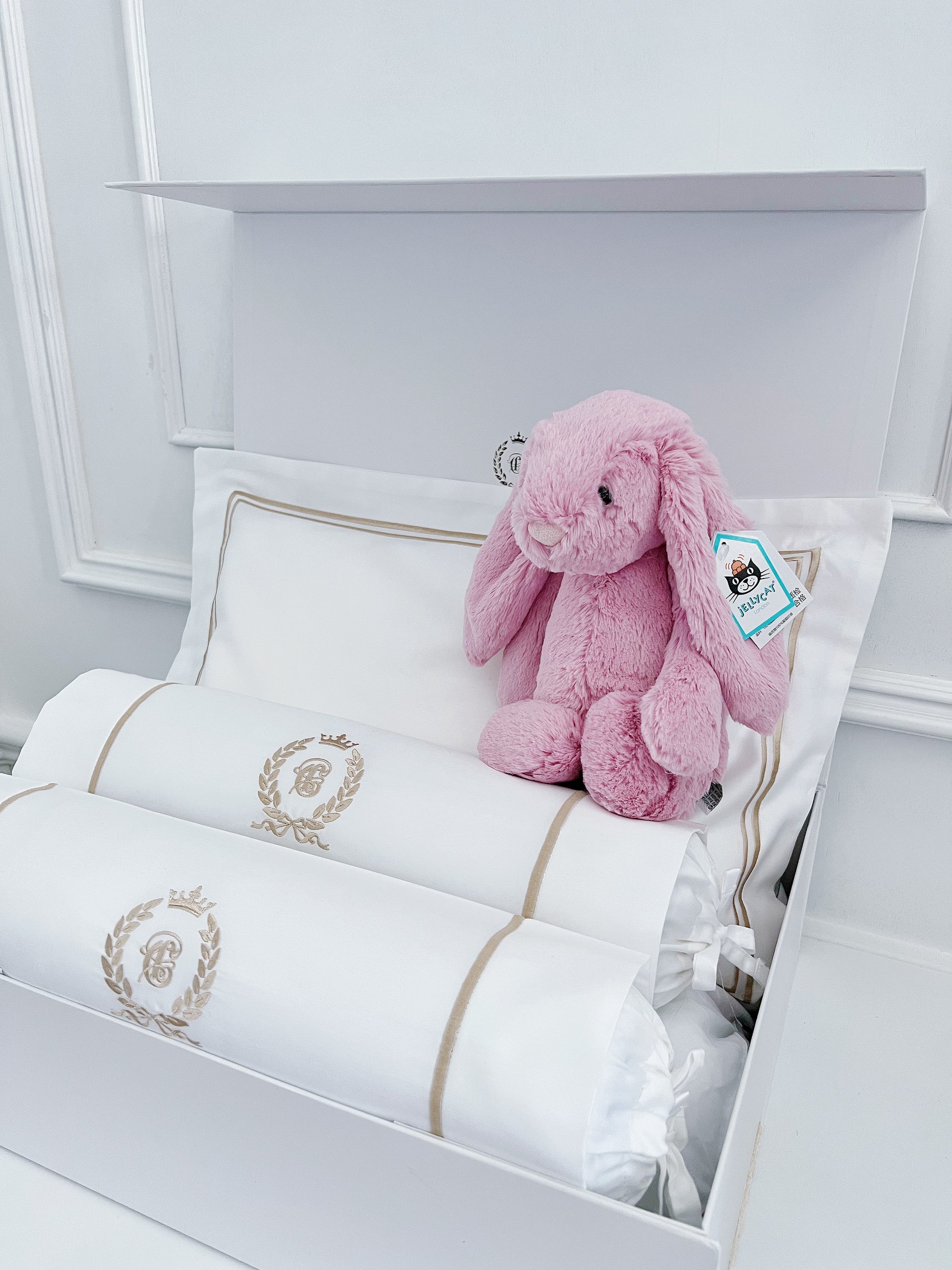 Jellycat Bashful Tulip Pink Bunny Baby Gift Set with name customisation - Count & Countess Baby Beddings & Gifts