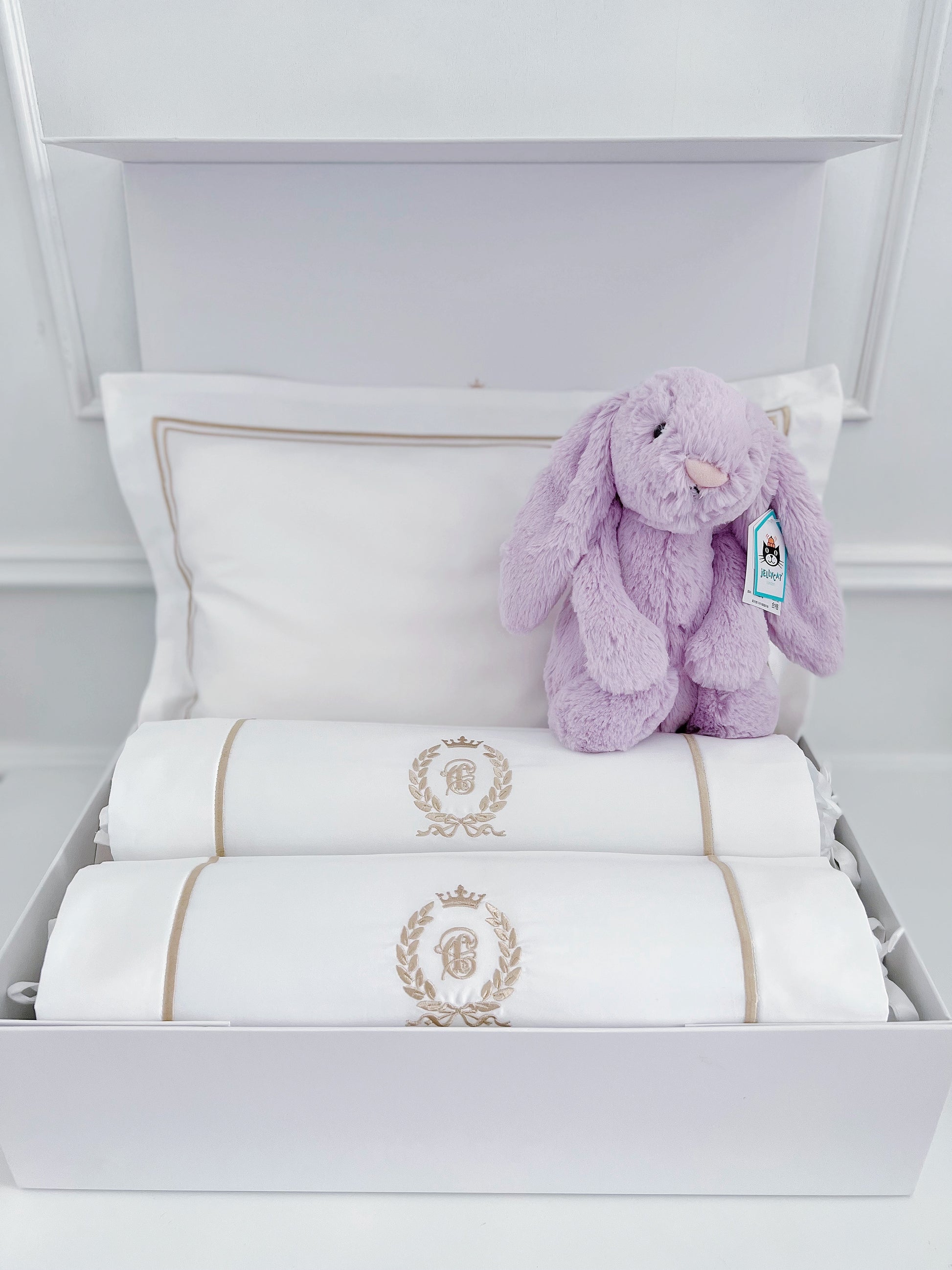 Jellycat Bashful Lilac Bunny Baby Gift Set with name customisation - Count & Countess Baby Beddings & Gifts