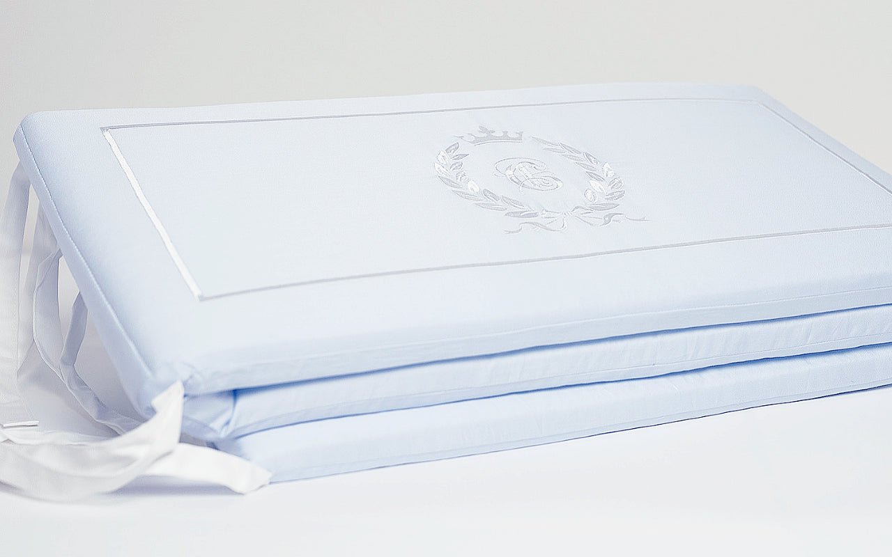 Blue Baby Cot Bumpers in Egyptian Cotton for Baby Boy