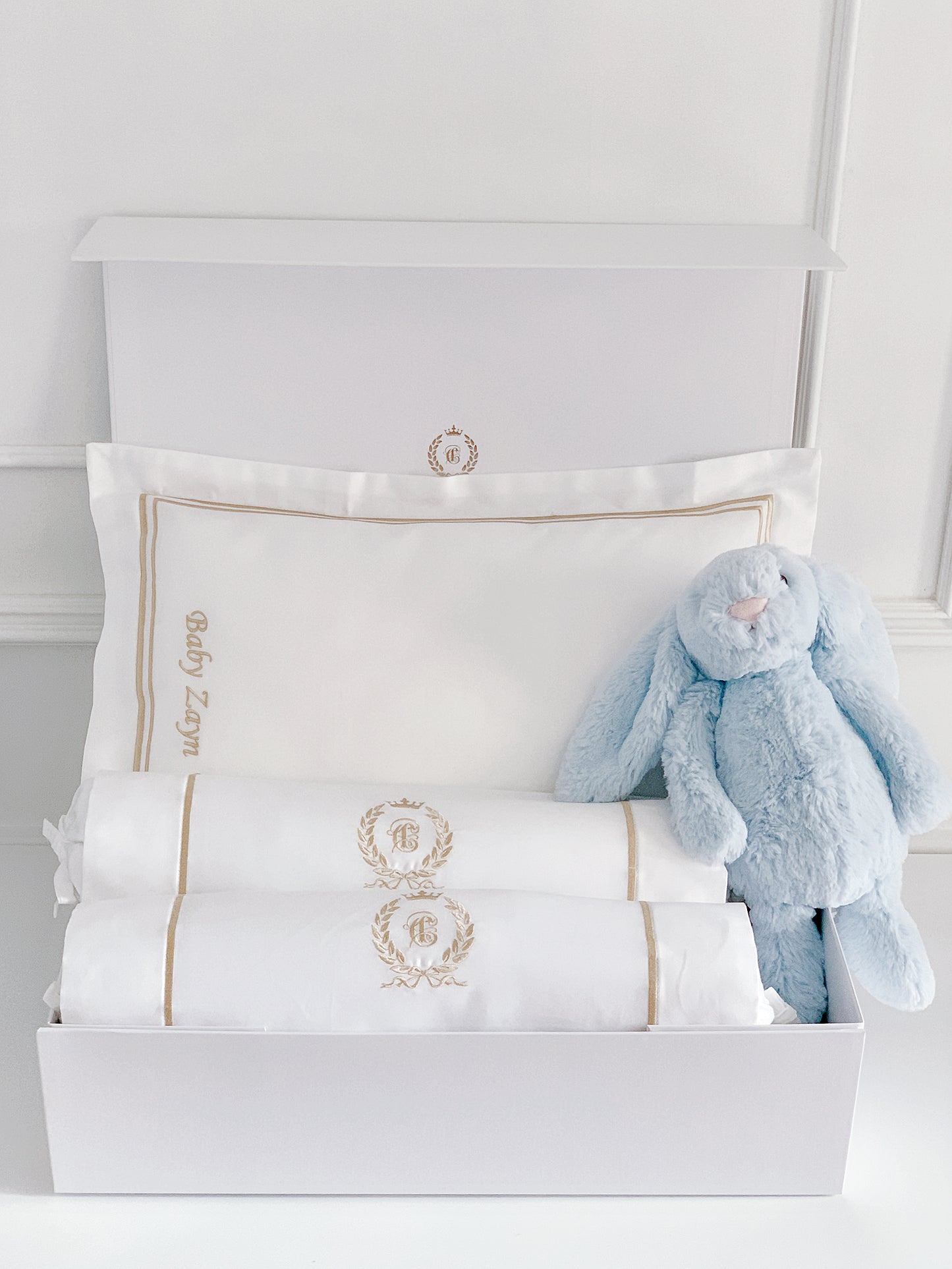 Jellycat Bashful Blue Bunny Baby Gift Set with name customisation - Count & Countess Baby Beddings & Gifts