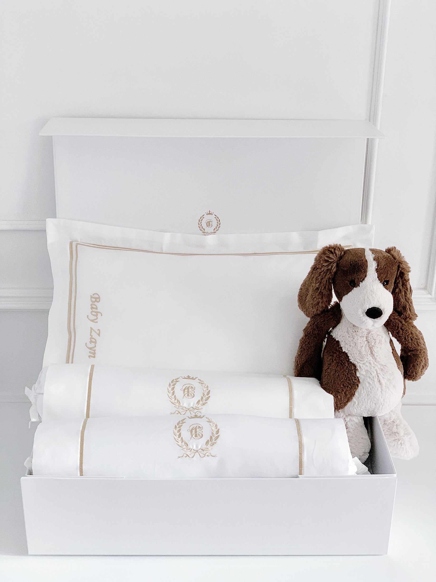 Jellycat Bashful Fudge Puppy Baby Gift Set with name customisation - Count & Countess Baby Beddings & Gifts