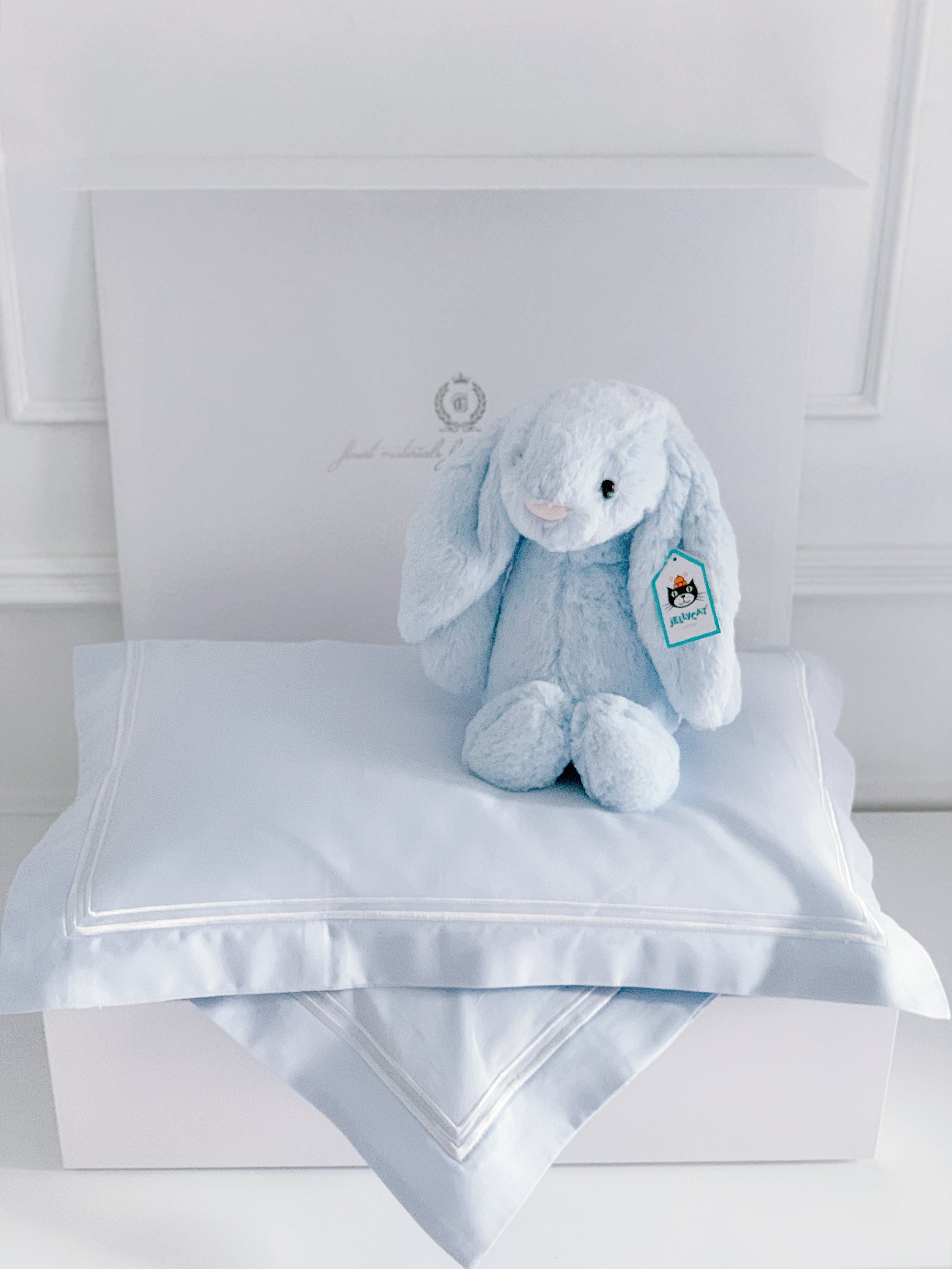 Newborn Baby Gift Set with Jellycat Bashful Blue Bunny for Baby Boy