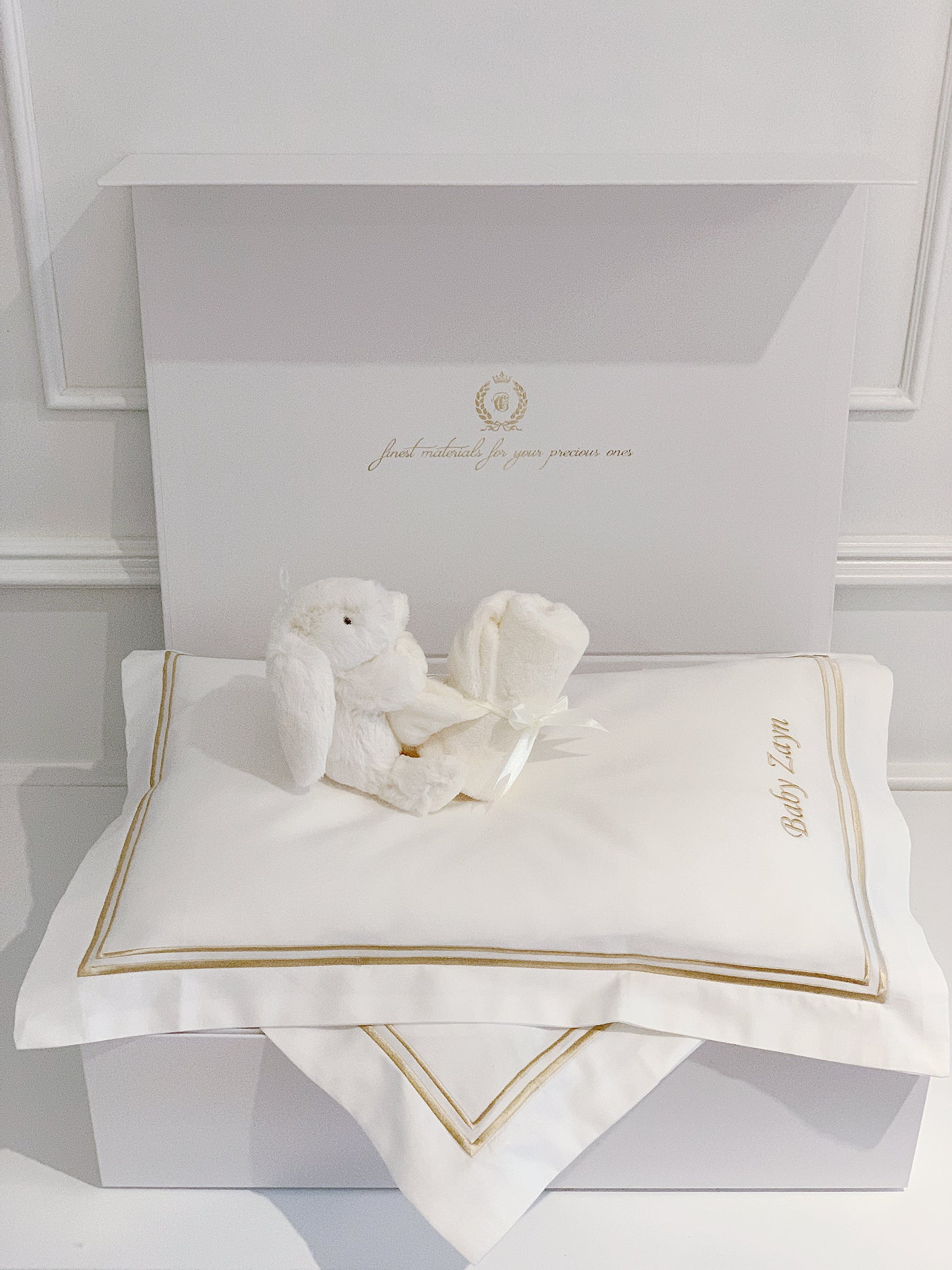 Bonjour Petit Pillow & Duvet Baby Gift Box - Royal White